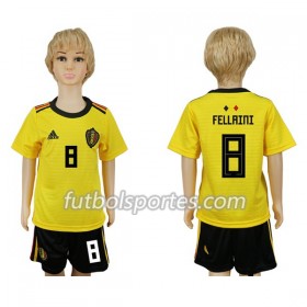 Camisetas Bélgica Fellaini 8 Niño Segunda Equipacion Mundial 2018